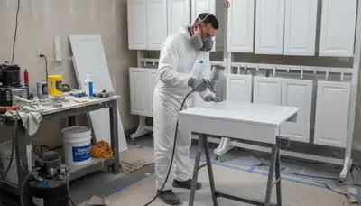 Professional cabinet painting process in Worcester MA creating smooth, durable kitchen refinishes