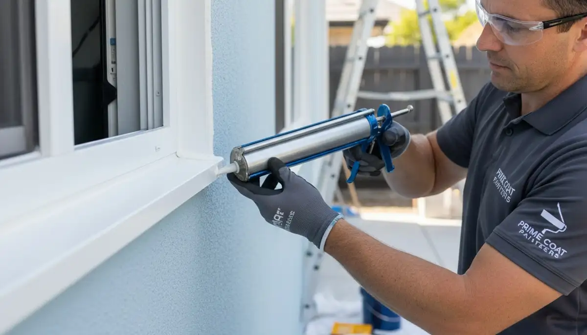 Professional caulking and sealing on Worcester MA home exterior by expert painting contractors