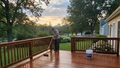 Professional deck staining in Worcester MA protecting wood with UV and moisture-resistant finish