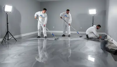 Professional epoxy floor coating in Worcester MA garage by local house painting contractors