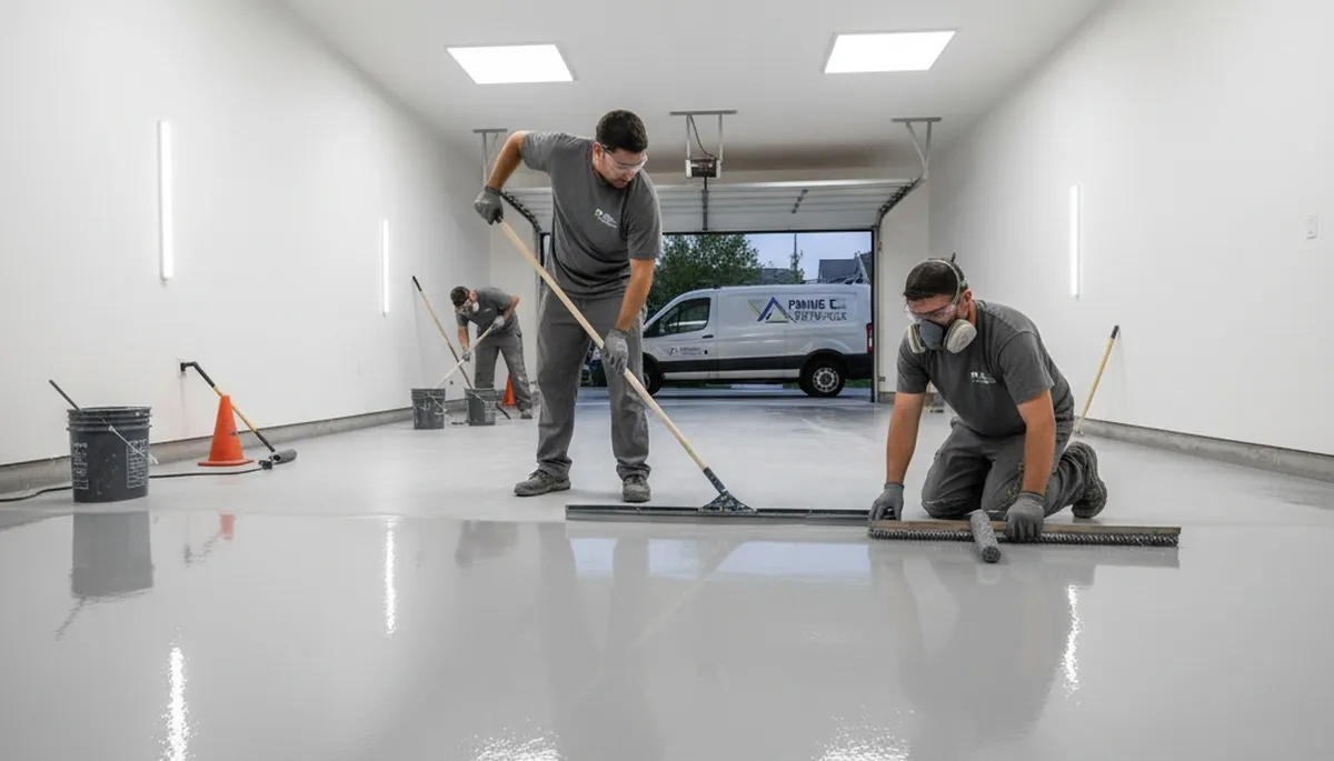Professional epoxy floor coating application in Worcester MA for durable residential and commercial floors