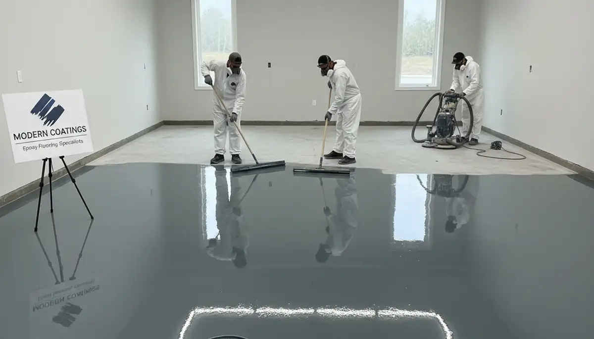 Professional epoxy floor coating in Worcester MA garage by expert painting contractors
