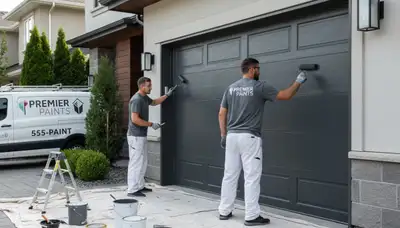 Professional garage door painting by expert house painters in Worcester, MA