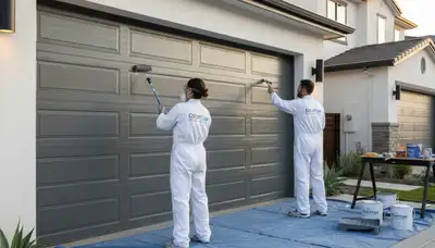 Professional garage door painting by expert house painters in Worcester, MA