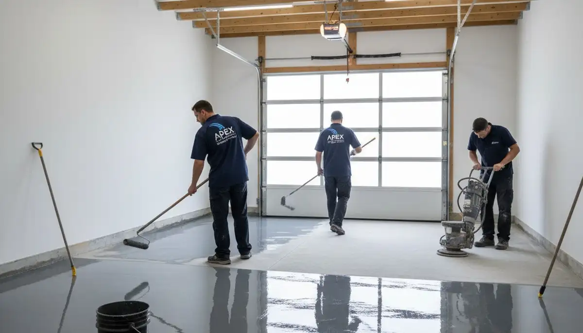 Professional epoxy garage floor coating in Worcester MA by local house painting contractors