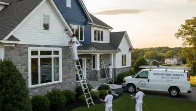 Worcester, MA house painting contractors painting a home exterior with professional finish