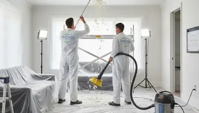 Professional popcorn ceiling removal in Worcester MA home by expert painting contractors
