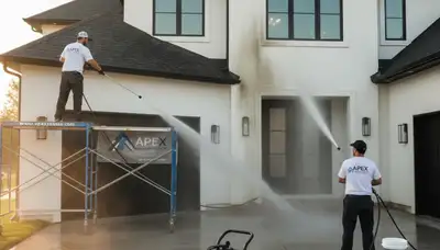 Professional pressure washing a Worcester MA home exterior by local house painting contractors