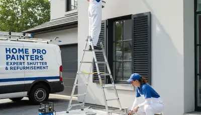 Professional shutter painting on historic home exterior in Worcester, MA by expert painters