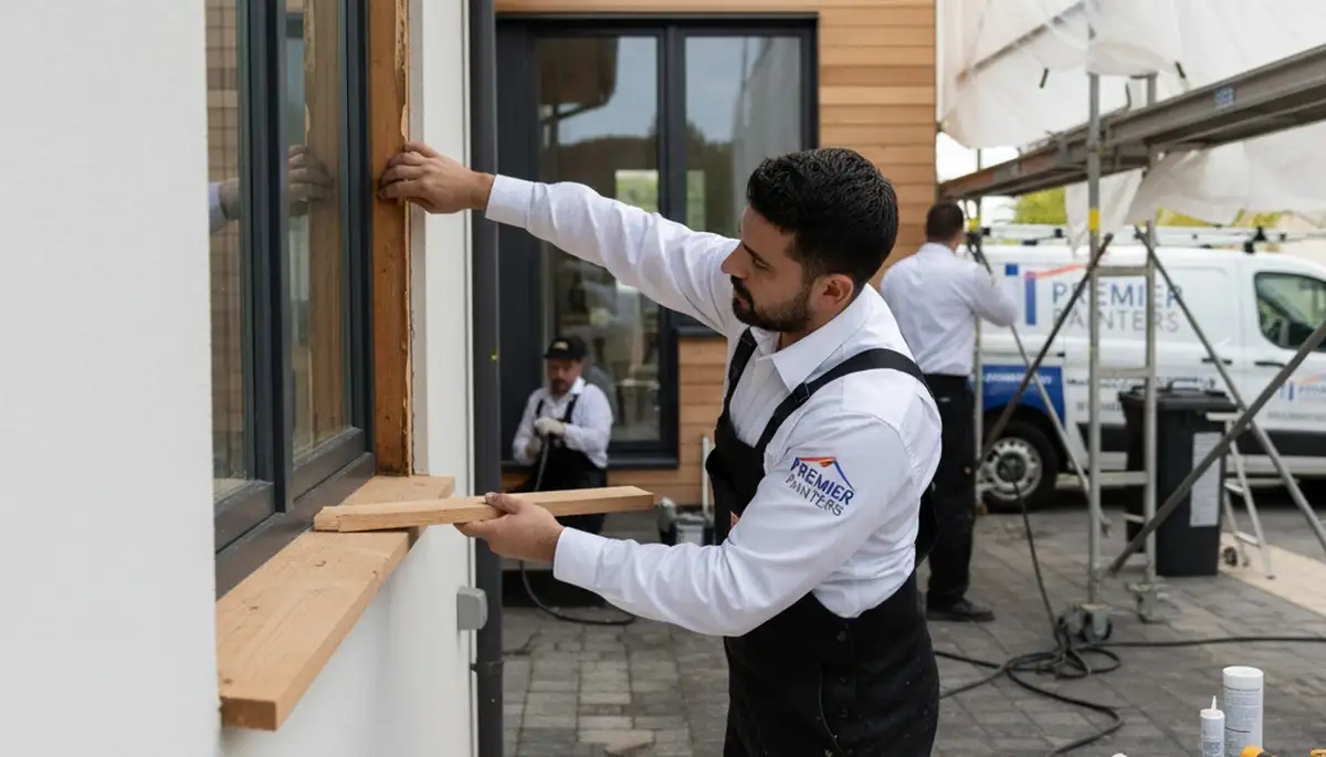 Professional wood rot repair on Worcester MA home exterior by expert carpenters and painters